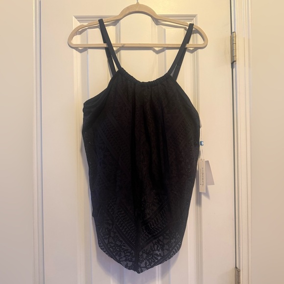 Bleu Rod Beattie Black lace fly away‎ tankini Top NWT plus size 18W whimsigoth - Picture 2 of 10